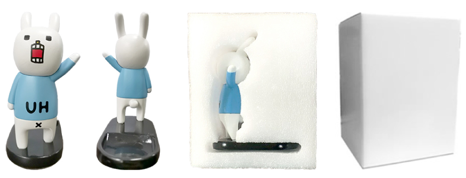 NIKUQ WORKS様ウサギのウーフィギュア　体温計置き 3Dデータからフィギュア化　小ロット　梱包イメージ